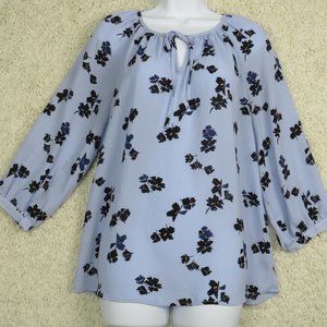 Carolina Belle* Women's 3/4 Sleeve Curved Hem Key‎ Hole Boat Neck Blouse Size~ M